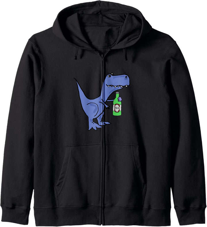 Smileteesdrinka Lustiges T-rex Dinosaurier-trinkendes Bier Kapuzenjacke
