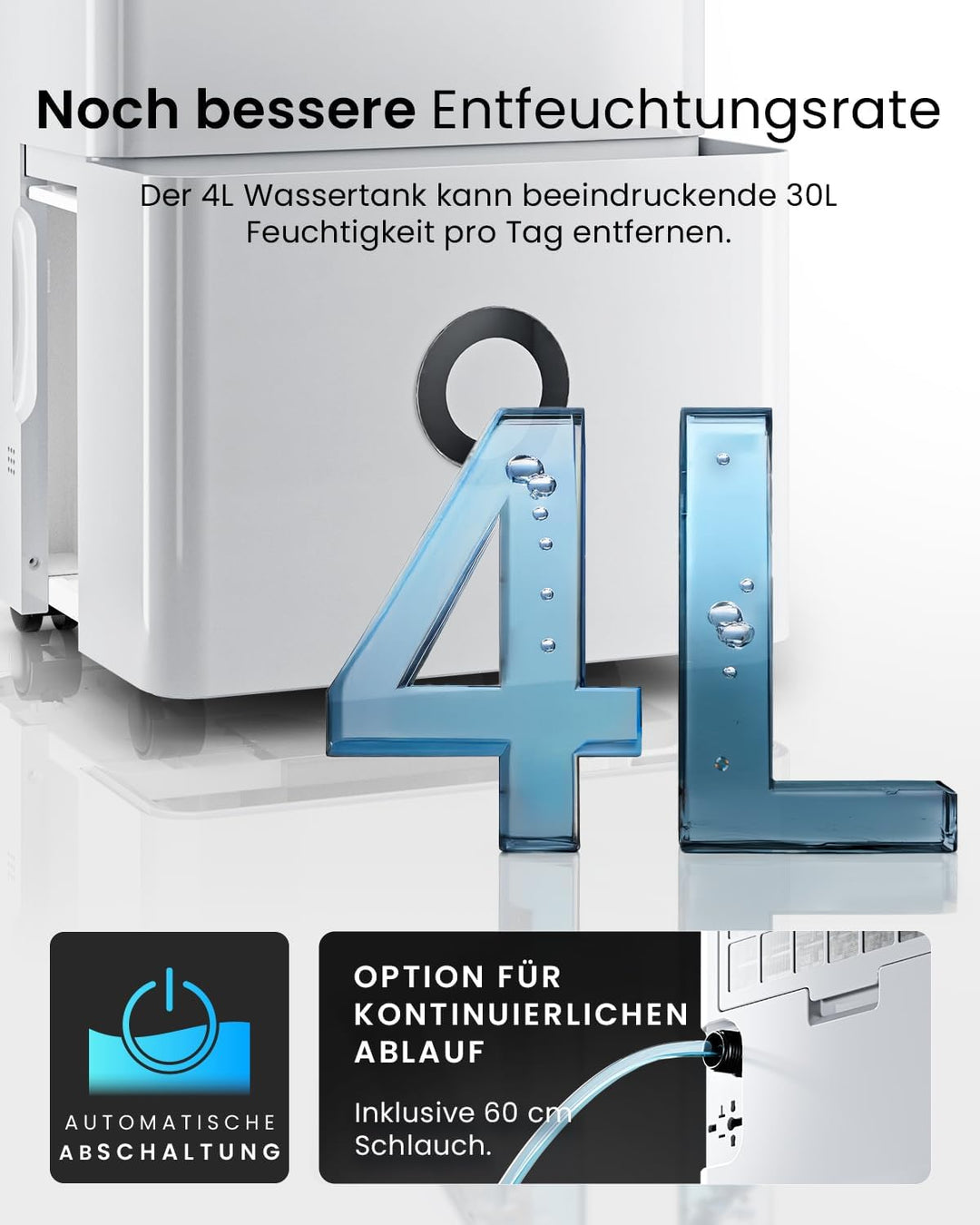 Pro Breeze Luftentfeuchter 30L in 24h Entfeuchtungsleistung - Elektrischer Luftentfeuchter mit WLAN