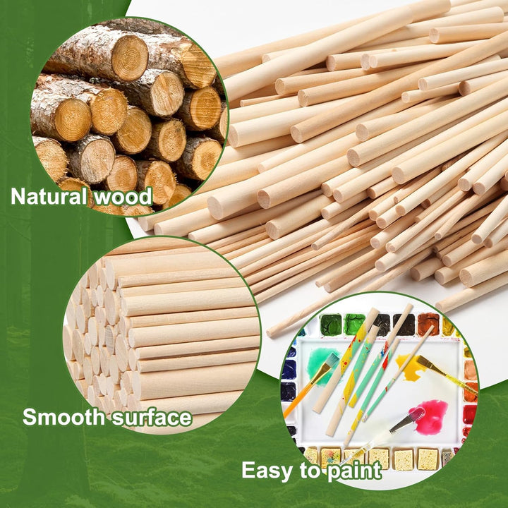 Natürliche Rundstab Holz Holzstäbchen 6 Stück Holzdübel zum Basteln, 2.5 cm x 30 cm runde Makramee-H