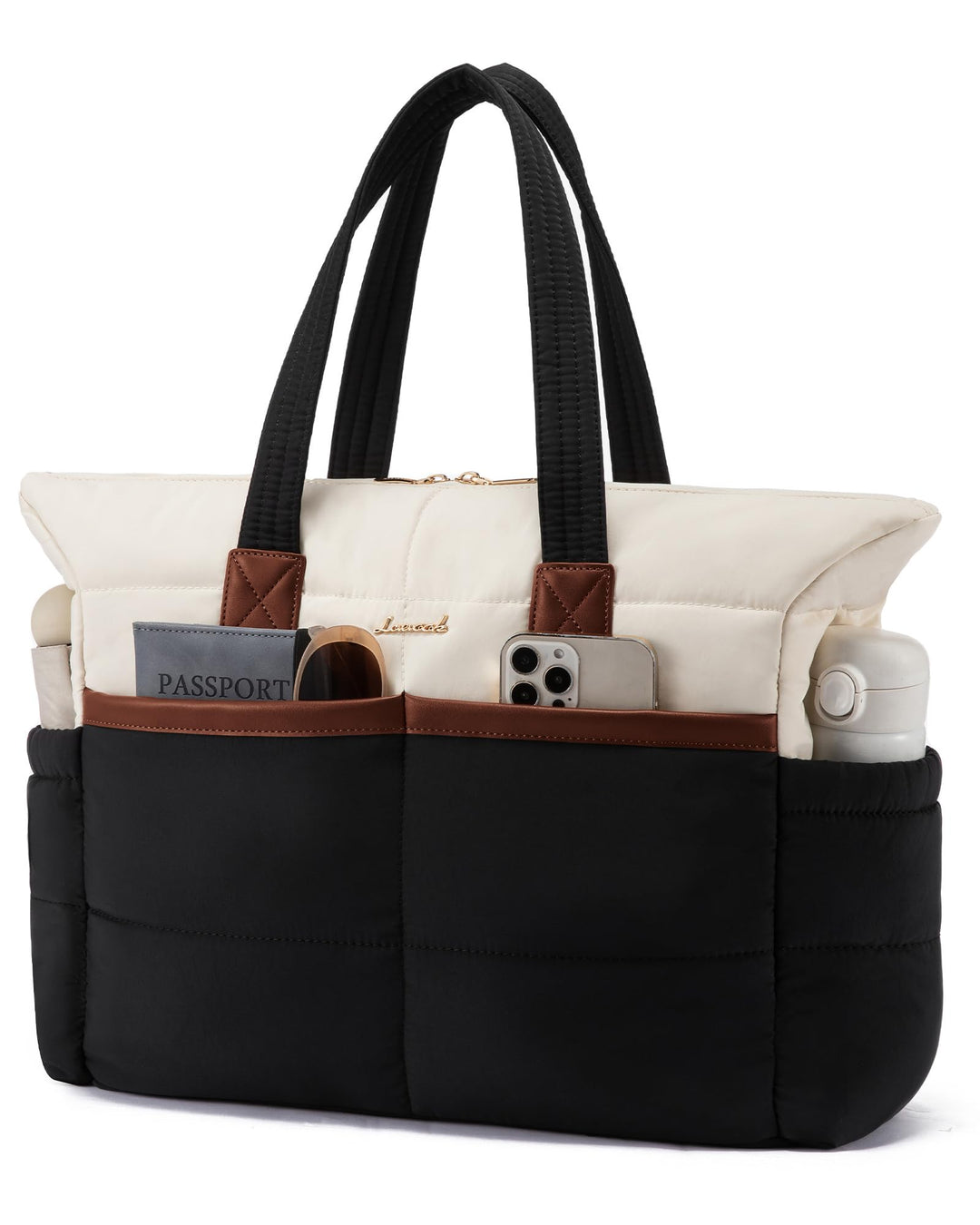 LOVEVOOK Handtasche Shopper Tasche Damen, 15,6 Zoll Puffer Laptoptasche Leicht Laptop Arbeitstasche