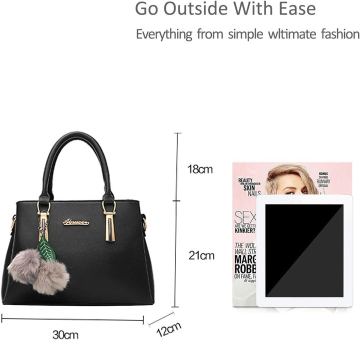 Nicole&Doris Neue PU-Leder beiläufige Art und Weise Handtasche Schultertasche Messenger Bag Schwarz,