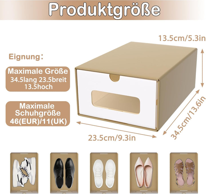 Schuhbox mit Sichtfenster & Schublade 20er Boxen-Set Aufbewahrungsbox Braun Schuhkiste Schuhschachte