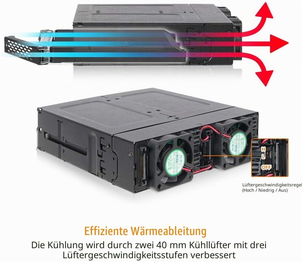 ICY DOCK 4X M.2 NVMe PCIe 4.0 SSD zu 4X MiniSAS HD (SFF-8643) Wechselrahmen - ToughArmor MB720M2K-B