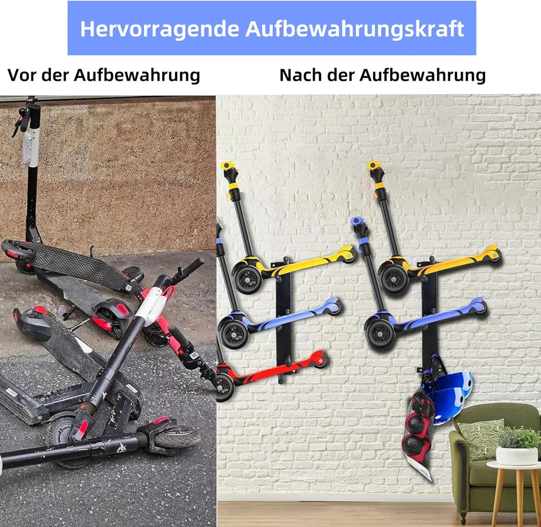 Lhysn Scooter Wandhalterung Rack Garage Lagerständer für mehrere Roller Halter für 3 Elektroroller