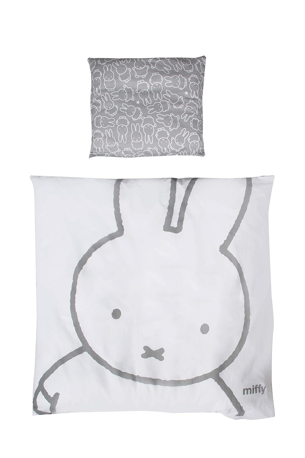 roba Babybettwäsche miffy 80 x 80 cm - Bettwäsche Set 2 teilig - Hasen Motiv - Baby Wendebettwäsche