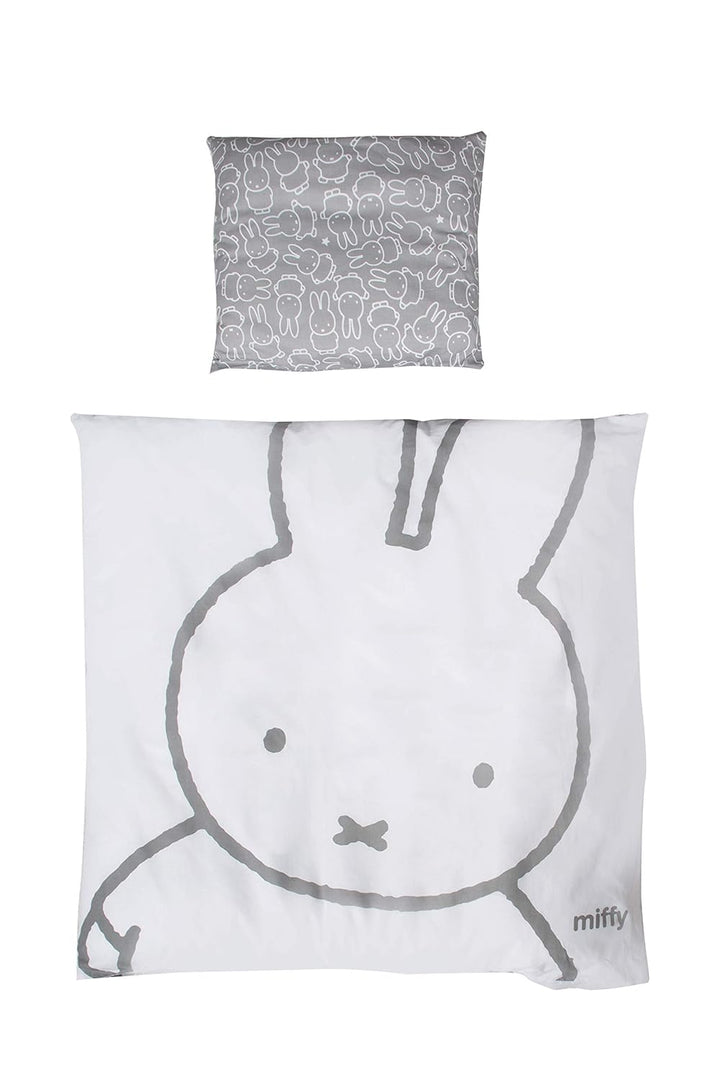 roba Babybettwäsche miffy 80 x 80 cm - Bettwäsche Set 2 teilig - Hasen Motiv - Baby Wendebettwäsche