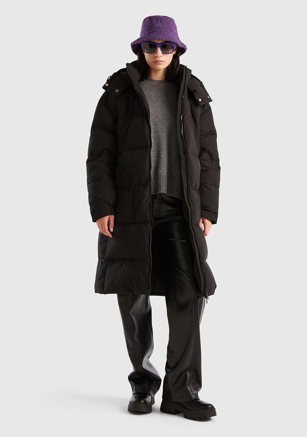 United Colors of Benetton Damen Kurze Daunenjacke L Schwarz 100, L Schwarz 100