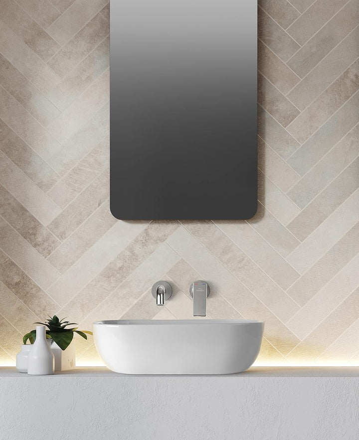 VBChome Waschbecken 45,5 x 32 cm Keramik Weiss Oval Waschtisch Handwaschbecken Aufsatzwaschbecken Wa