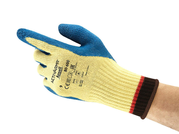 Ansell PowerFlex 80-600 Schnittschutz-Handschuhe, Mechanikschutz, Blau, Grösse 7 (12 Paar pro Beutel