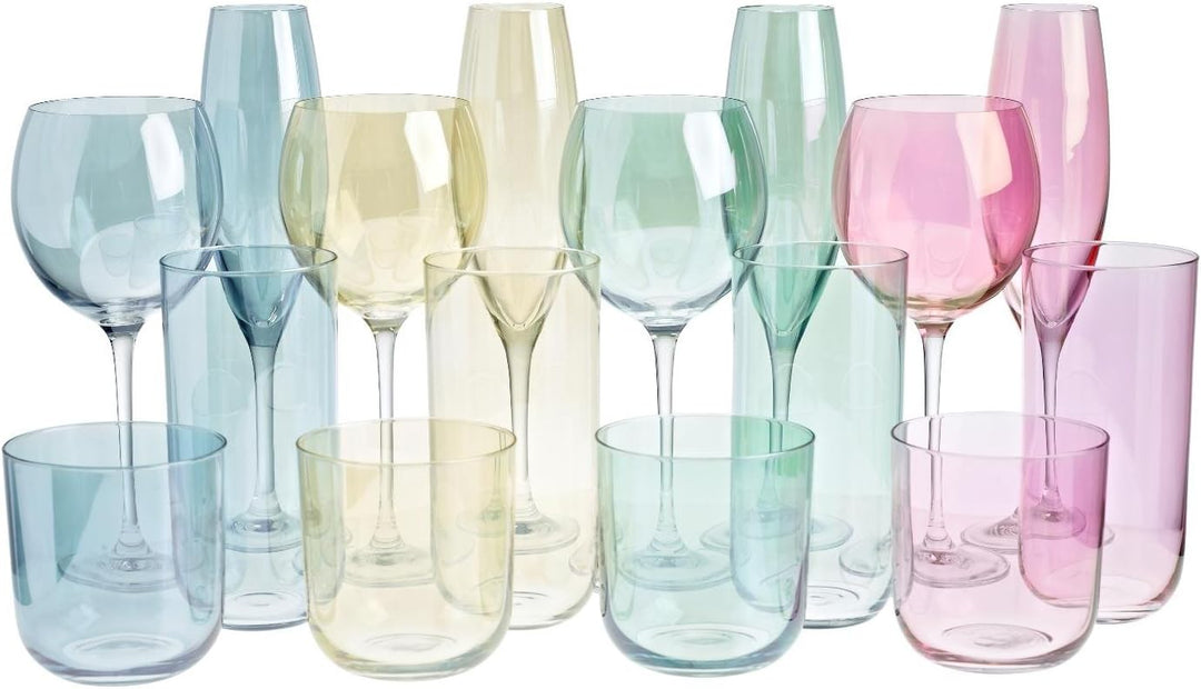 4er Set Becher Tumbler Wasserglas Polka Pastellfarbend Spiegelnde Oberfläche 9 cm Artglass