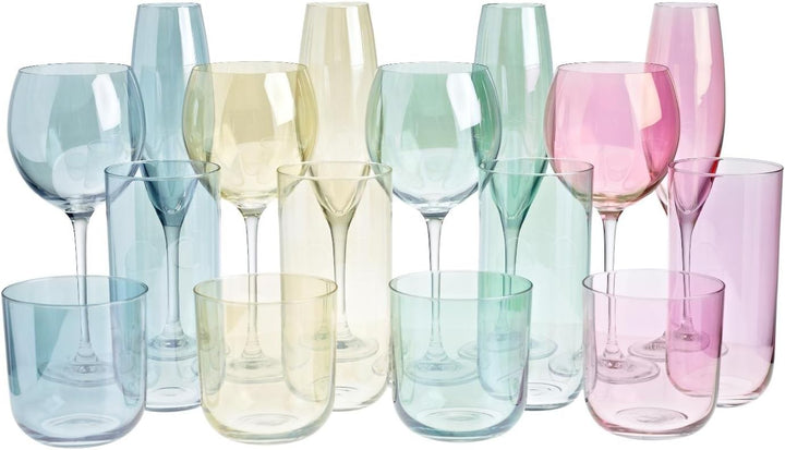 4er Set Becher Tumbler Wasserglas Polka Pastellfarbend Spiegelnde Oberfläche 9 cm Artglass