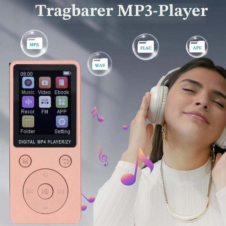 MP3-Player mit Bluetooth 5.0, 1,8-Zoll-Farbbildschirm, Tragbarer Musik-Player, HiFi-Sound-Musik-Play