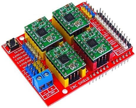 CNC Shield Board + 4 Pieces A4988 (Green Color) Step Driver For 3D Printer