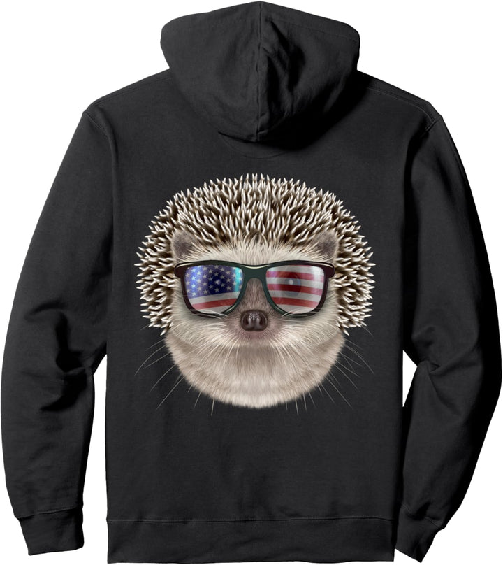 Igel trägt eine Flagge der USA-Sonnenbrille Pullover Hoodie