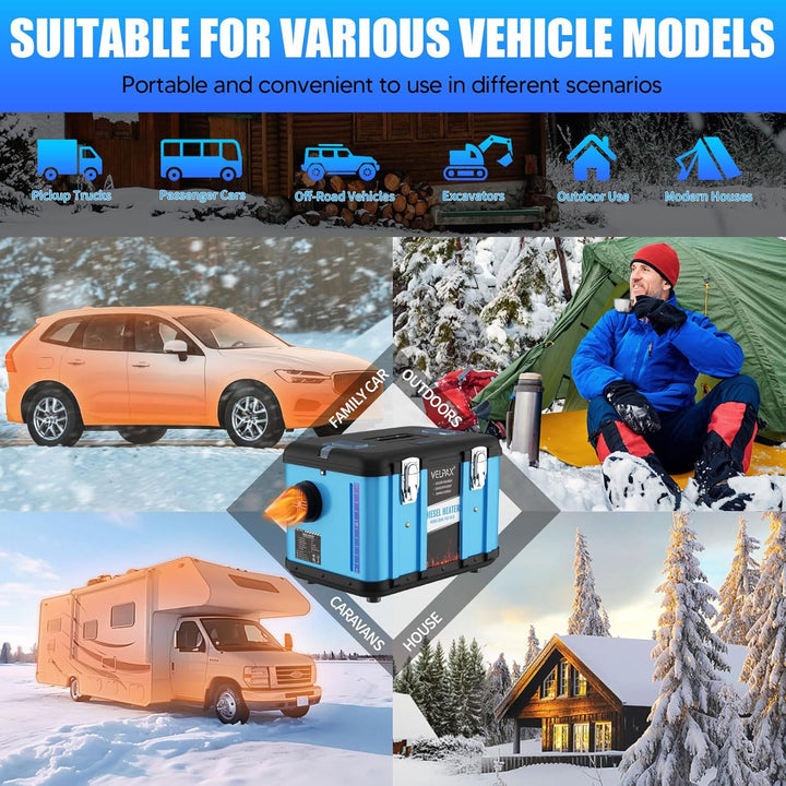 VELPAX Diesel Luftheizung All in One 8KW Dieselheizung,mit Fernbedienung & LCD-Schalterdisplay 12V &