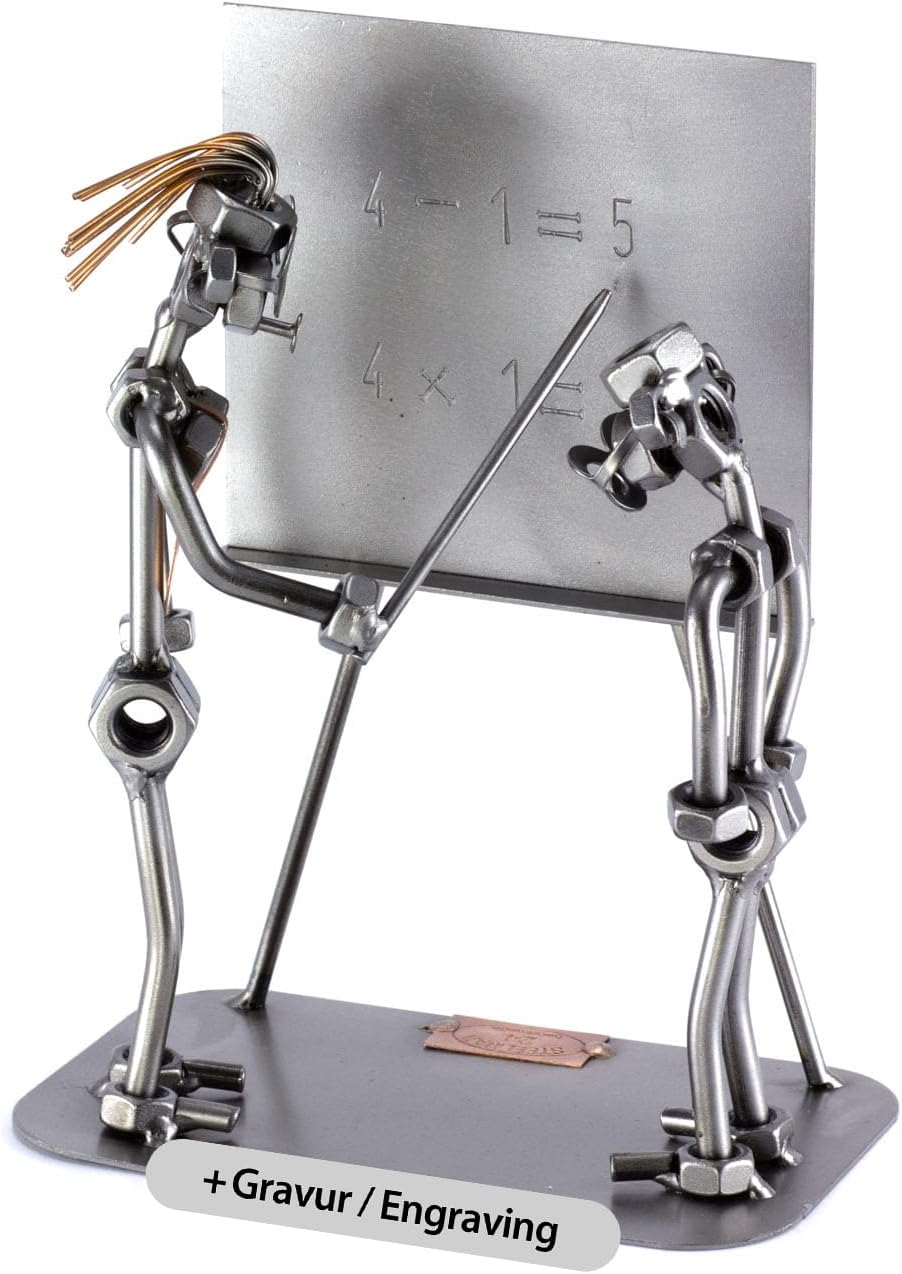 Steelman24 I Schraubenmännchen Lehrerin Mit Schüler Mit Persönlicher Gravur I Made in Germany I Hand