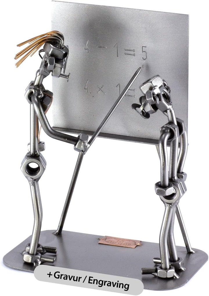 Steelman24 I Schraubenmännchen Lehrerin Mit Schüler Mit Persönlicher Gravur I Made in Germany I Hand