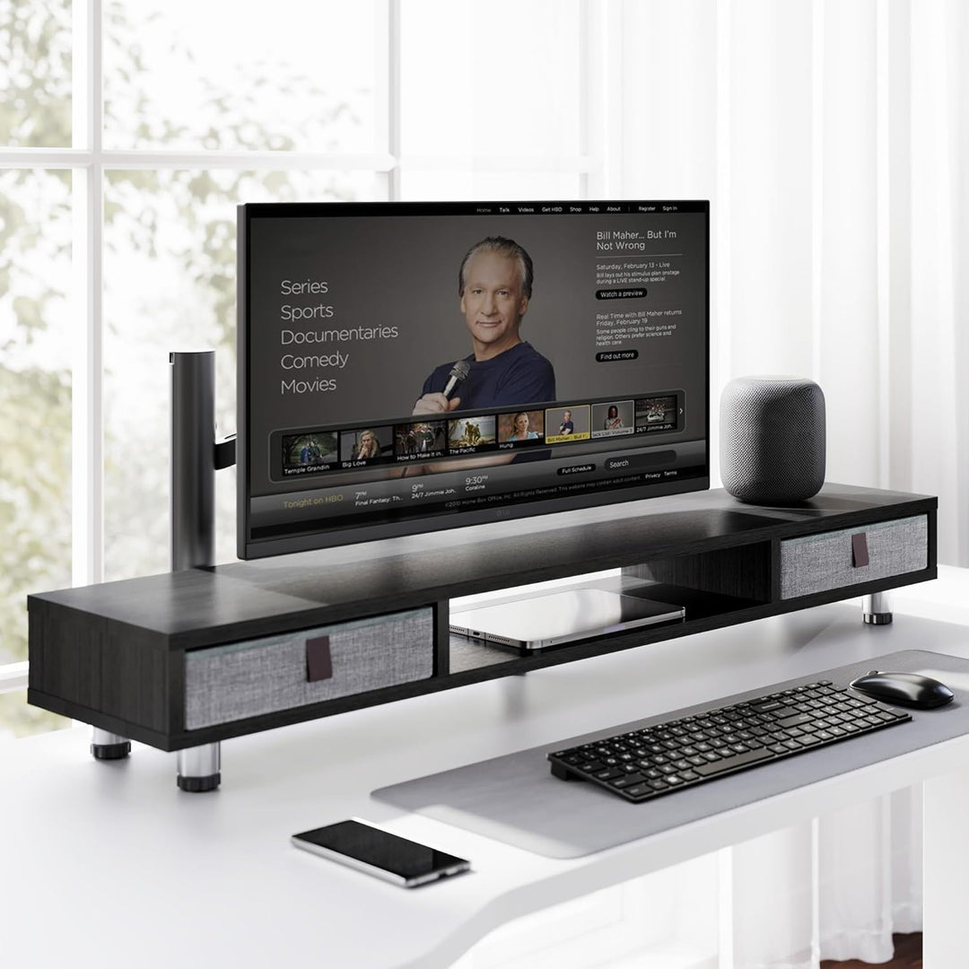 Fenge Dual Monitorständer mit 2 Schublade Grosser Bildschirmständer für PC Laptop TV, Höhenverstellb
