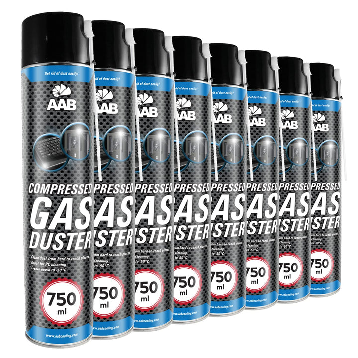 AAB Reinigungsspray 8 x 750ml, Druckluftreiniger, Druckluft aus der Dose, Für die Reinigung von Büro