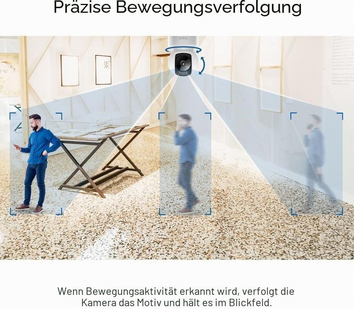 Tapo TP-Link C212 360° WLAN Überwachungskamera, Ethernet/Wi-Fi-Anschluss,2K Auflösung, Bewegungsverf