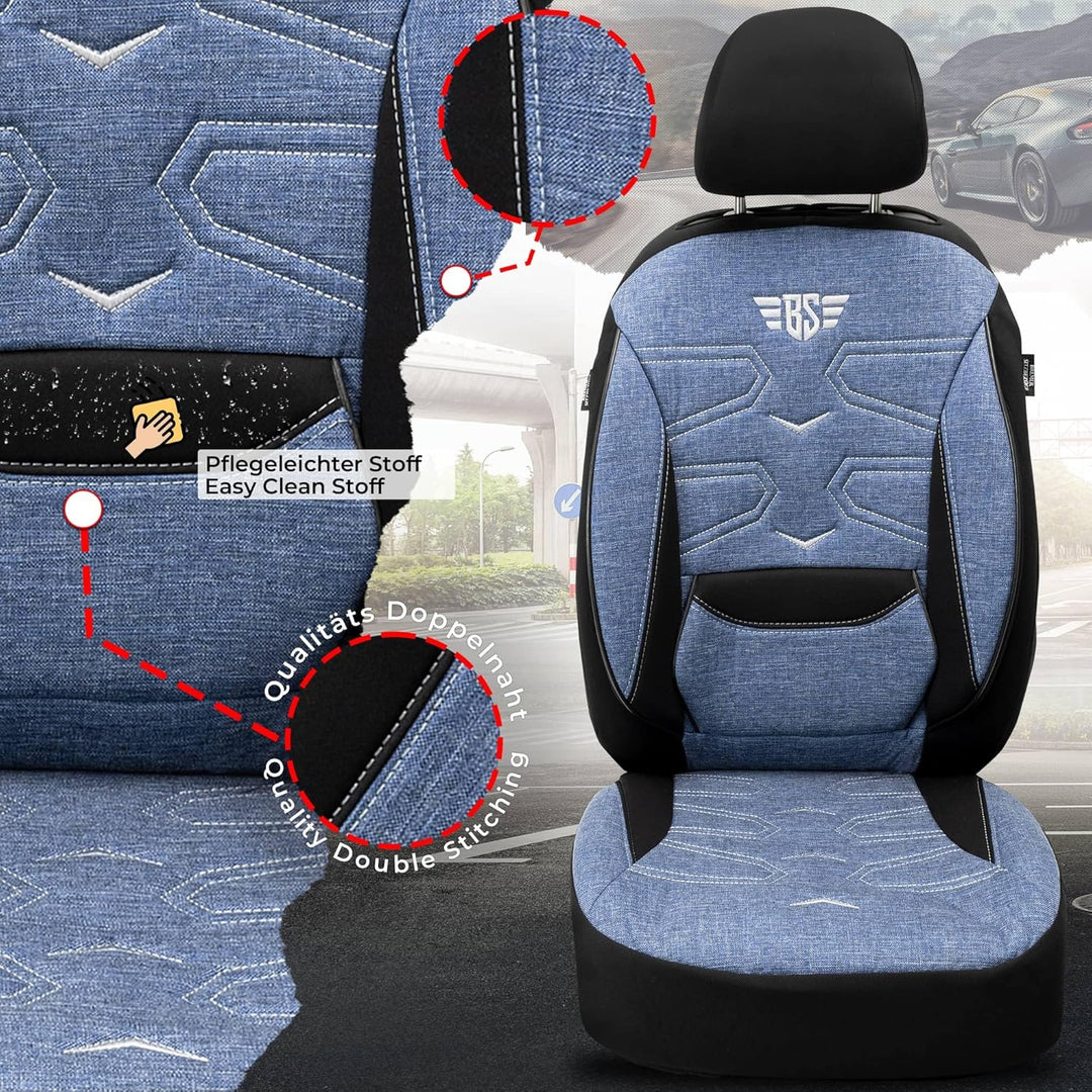 BREMER SITZBEZÜGE Mass Sitzbezüge Schonbezüge für Mercedes GLK X204 KT306 KT306 - Schwarz/Blau GLK X
