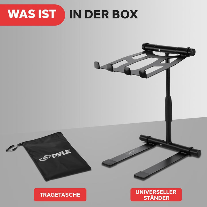 pyle Tragbarer, klappbarer Laptop-Ständer – Stehtisch mit verstellbarem Winkel, Faltbarer Höhe und 4
