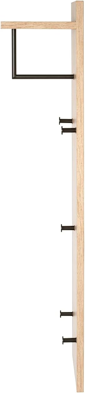 HAKU Möbel Wandgarderobe, MDF, eiche, schwarz, B 30 x T 20 x H 100 cm