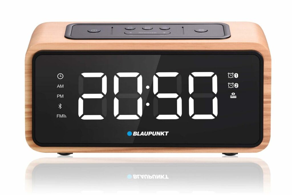 Blaupunkt CR65BT Radiowecker FM Bluetooth 60 Senderspeicher LED Display Uhr mit Doppelalarm und Schl