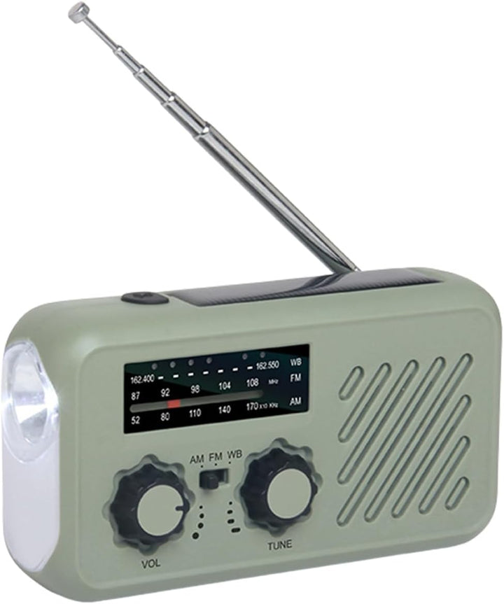 Notfallradio, AM FM SW Kurbelradio Tragbar Solar Wetter Radio mit LED Taschenlampe USB Powerbank SOS