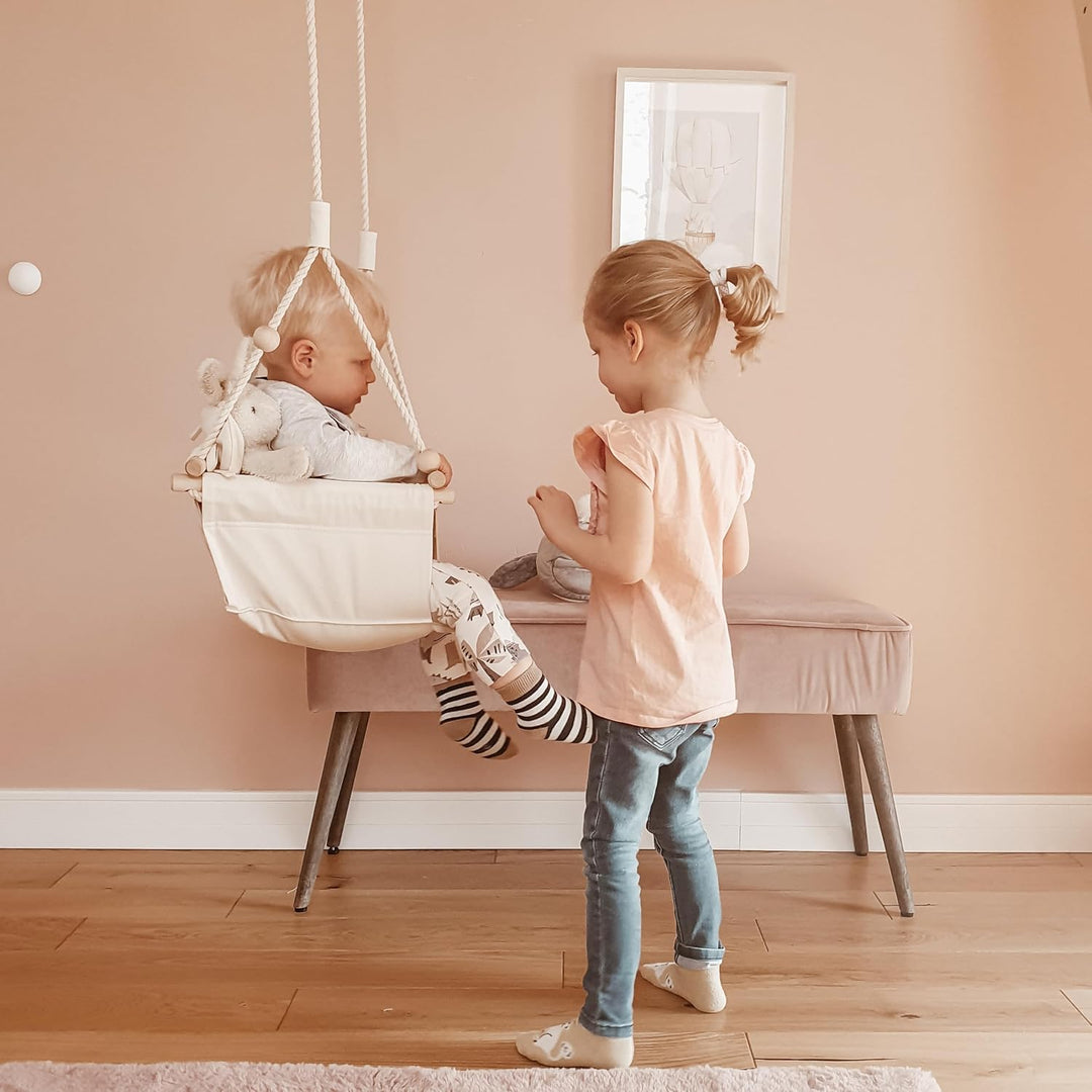 MAMOI® Babyschaukel, Baby schaukel Indoor, Kinderschaukel aus Holz, Holzschaukel für Kinder, Schauke