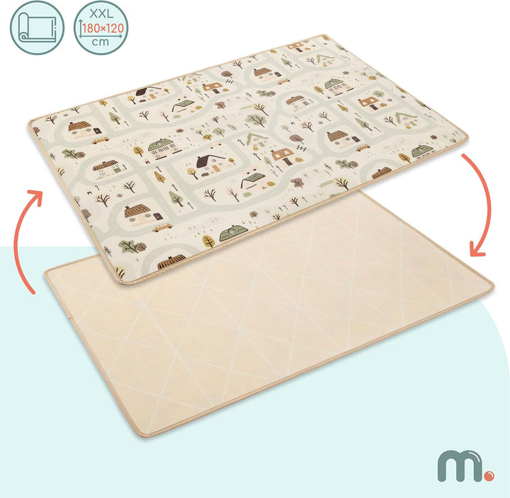 Mamabrum Beidseitige Spielmatte 180x120 cm für Babys und Kleinkinder, Weiche XPE Unterlage zum Krabb
