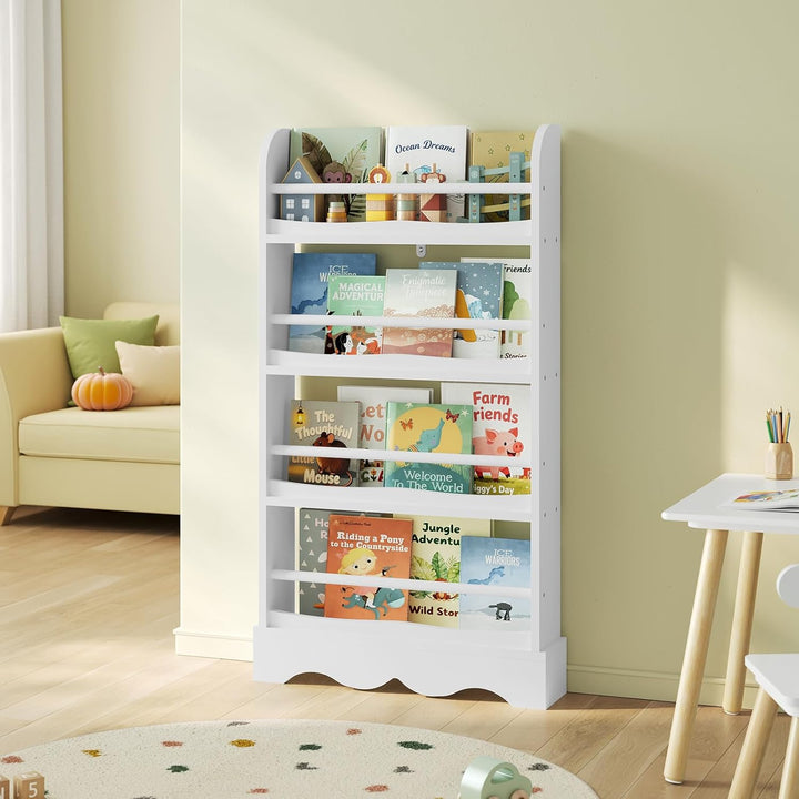 WOLTU Bücherregal Kinder, Kinderregal mit 4 Ebenen, Aufbewahrungsregal für Bücher Spielzeug, Regal f