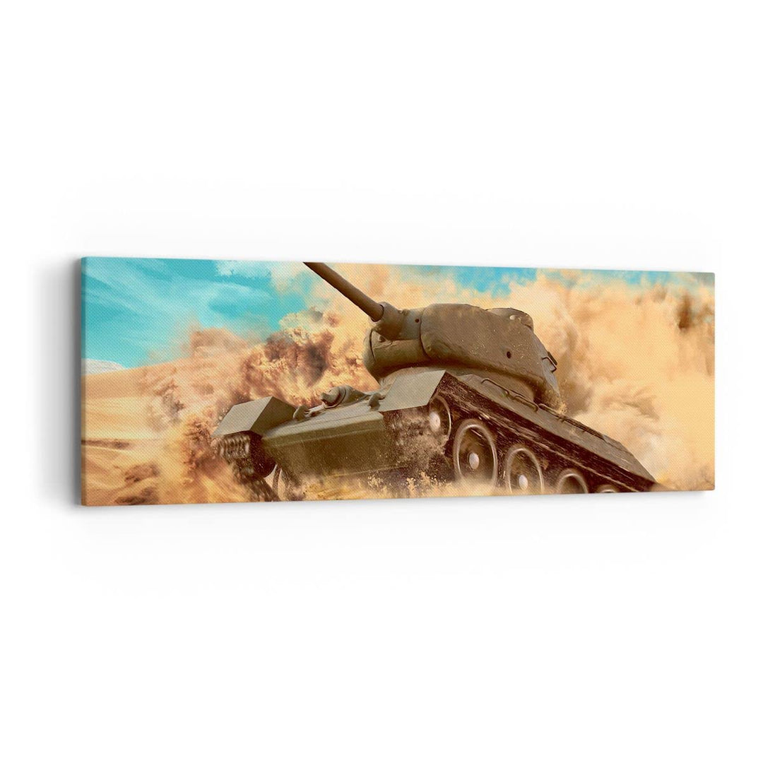 Panorama Bilder auf Leinwand Panzer Poligon Feld Leinwandbild 90x30cm Wandbilder Dekoration Wohnzimm