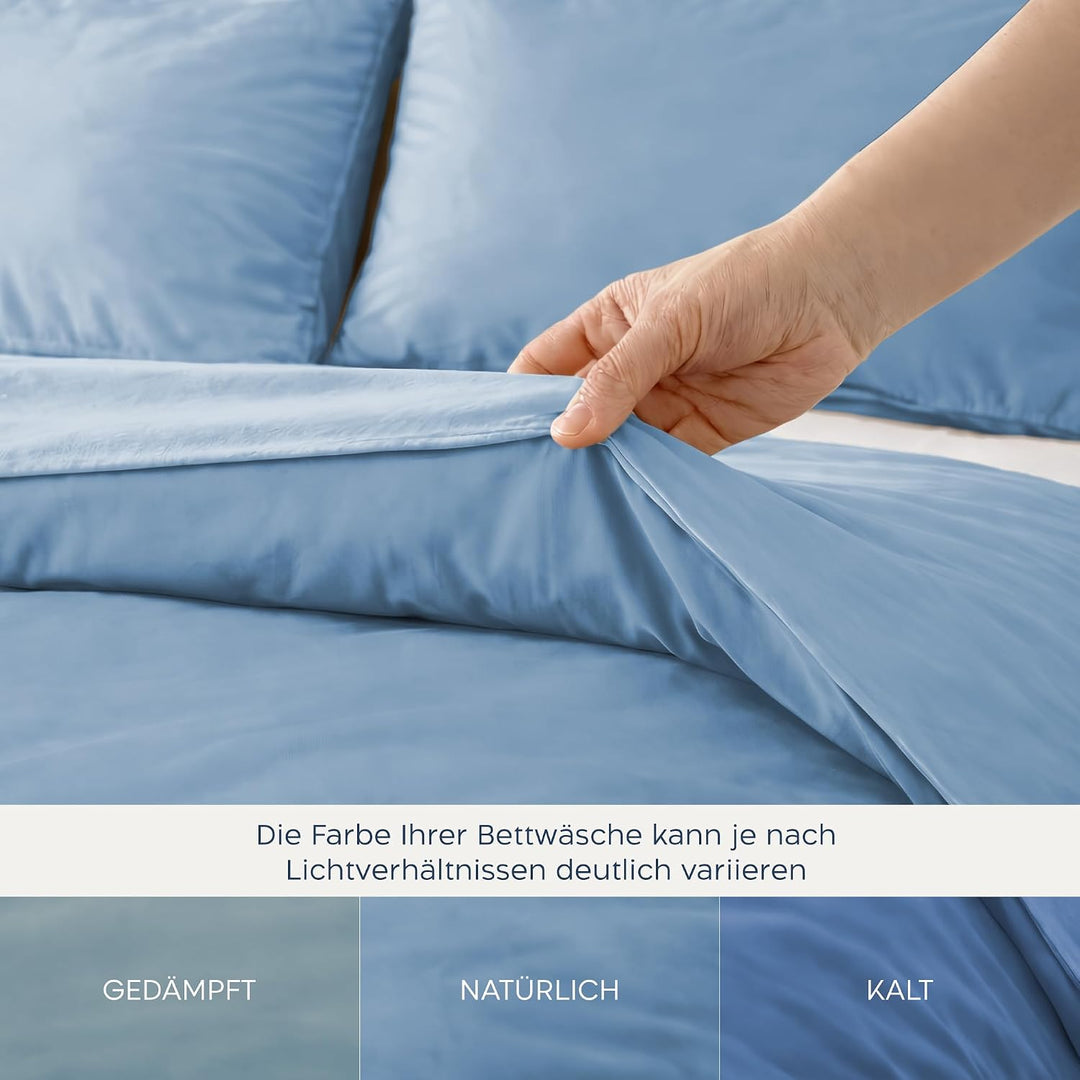Twinzen - Bettwäsche 220x240 + 2 Kissenbezüge 65x65 cm - 100% Mikrofaser Blau 240x220 cm + 2 x Kisse