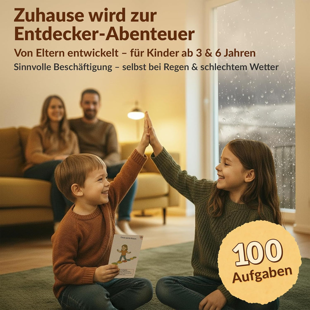 Heldenzimmer Indoor Suchspiel Kinder – Spiele für Zuhause Drinnen | 100 Aufgaben Suchspiel, 50 Doppe