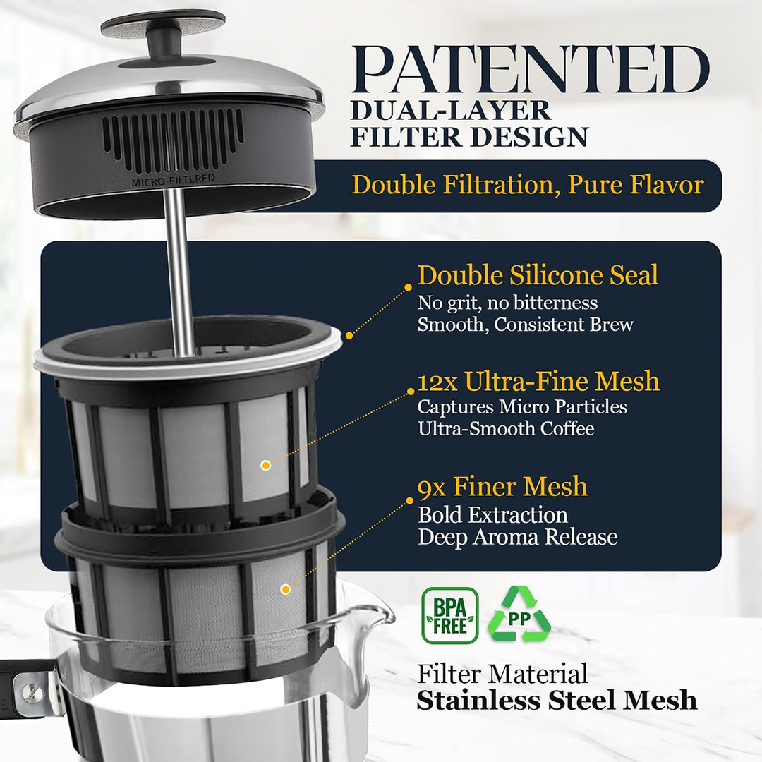 ESPRO – P5 French Press – Kaffee- und Teezubereiter mit doppeltem Mikrofilter, körnungsfreies und bi