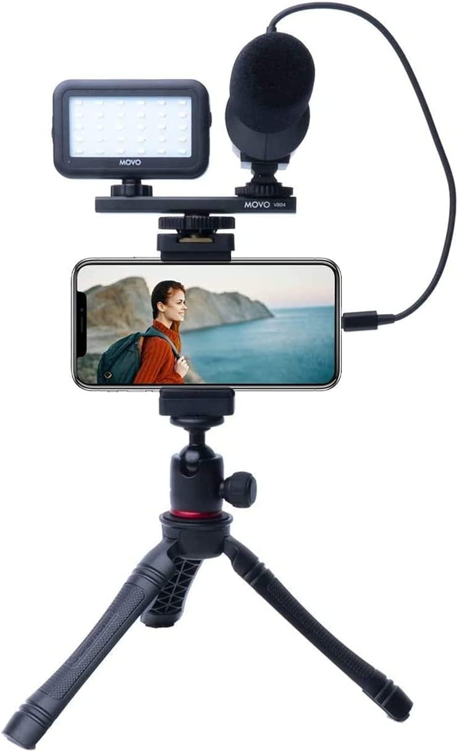 Movo iVlogger Vlogging-Kit für das iPhone - Lightning-kompatibles Video Vlogging Set - Zubehör: Hand
