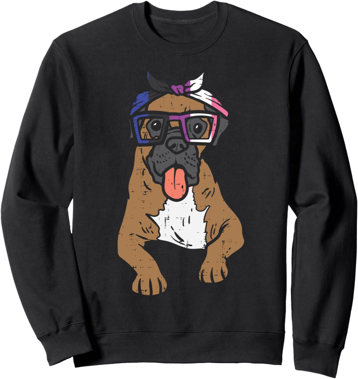 Boxer Dog Bandana LGBTQ Genderfluid Flag Non-Binary Lover Sweatshirt