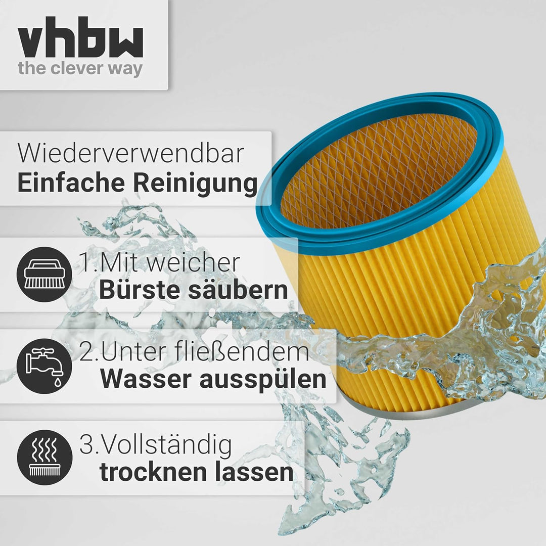 vhbw 1x Faltenfilter kompatibel mit Metabo AS 8000 Staubsauger