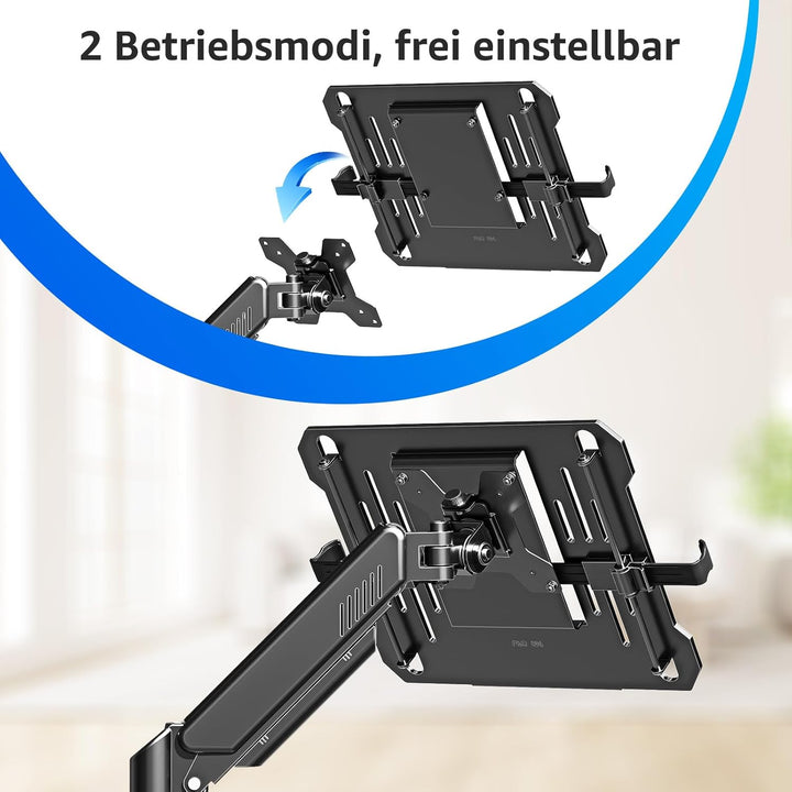 MOUNTUP Monitor Halterung mit Laptopablage, 2 in 1 verstellbare Laptop Armhalterung für 14-17 Zoll-N