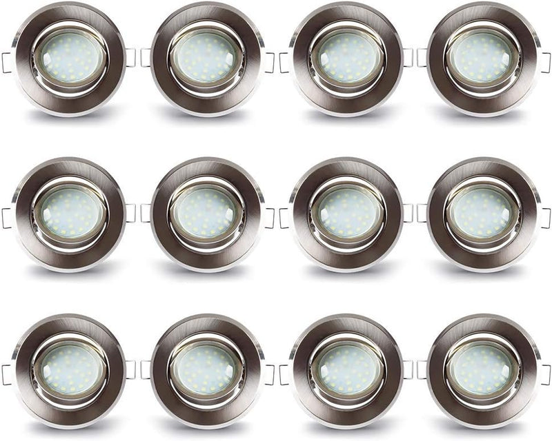 LAMPAOUS Led Einbaustrahler Dimmbar 230V Flach Spots Kaltweiss 12er-Set Aluminium Einbauleuchten mit