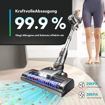 KLiHD Akku Staubsauger Staubsauger Kabellos: 450W/38000Pa mit LED Display Bis zu 55Mins Laufzeit Ant