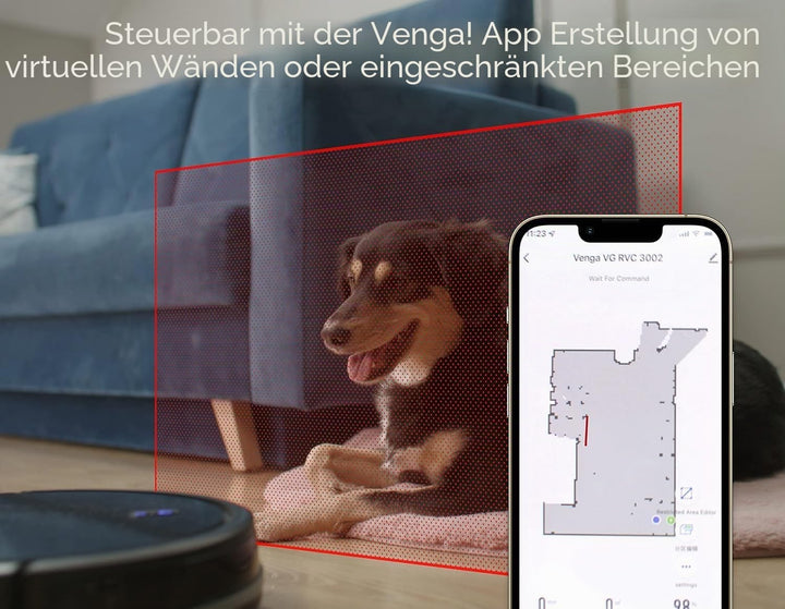 Venga! Roboter-Staubsauger, Bodenreiniger, Lasernavigation, mit App, Schwarz, VG RVC 3002 BK Schwarz