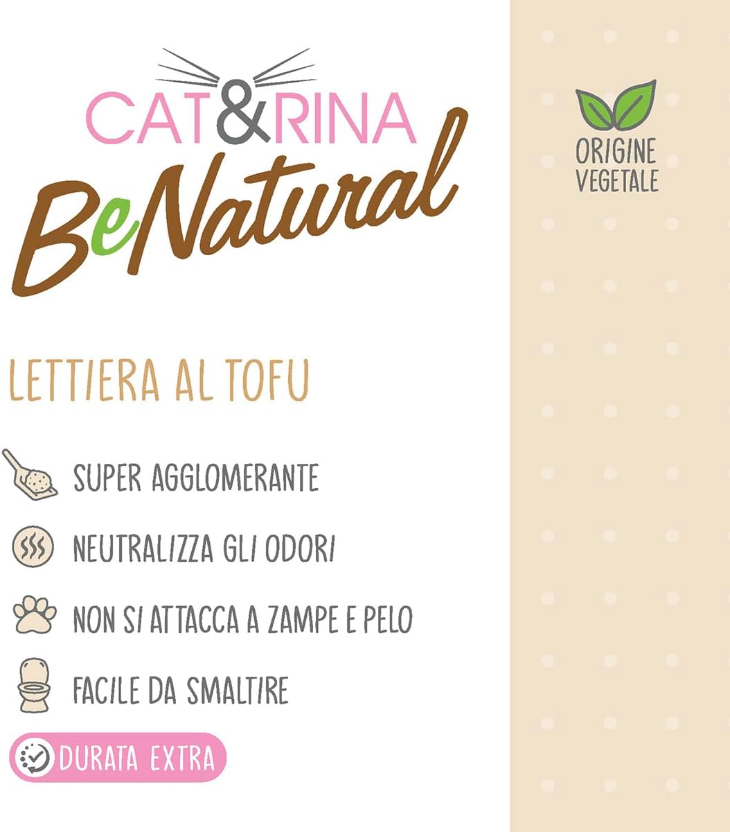 Cat&Rina BeNatural Tofu Katzenstreu, pflanzlich und stark klumpend. Biologisch abbaubar und in der T