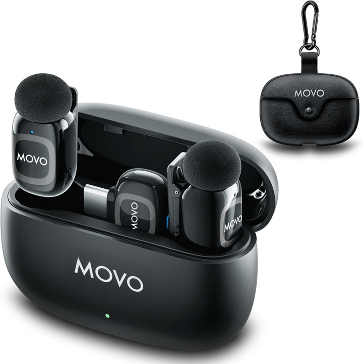 Movo NanoMic Dual USB-C Wireless Mikrofon für iPhone 15/16+, Android, iPad Pro & Laptops - ideal für