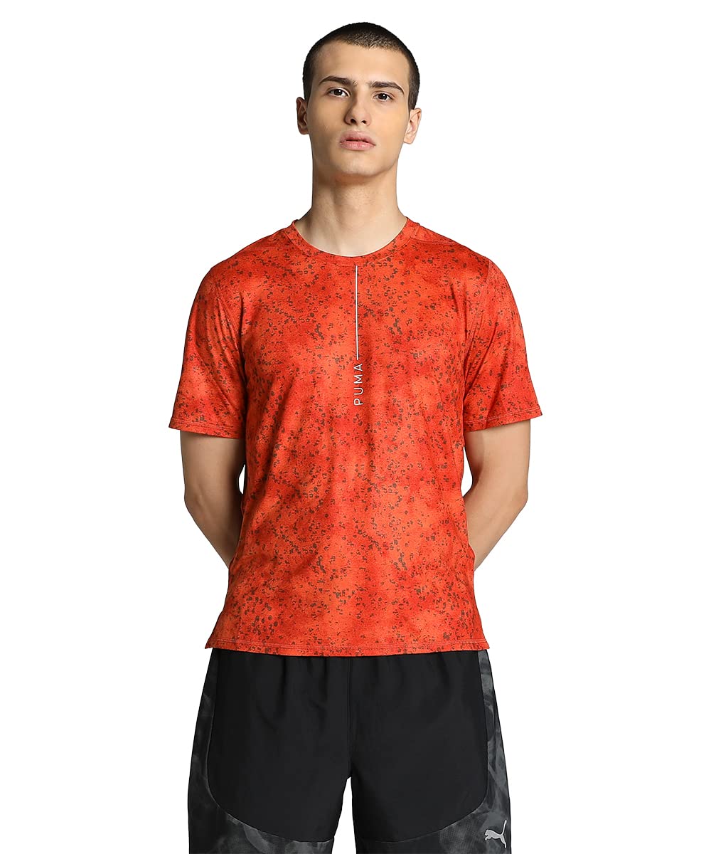 PUMA Herren Studio Yogini Lite Printed Trainings-T-Shirt XXL Chili Powder Orange, XXL Chili Powder O