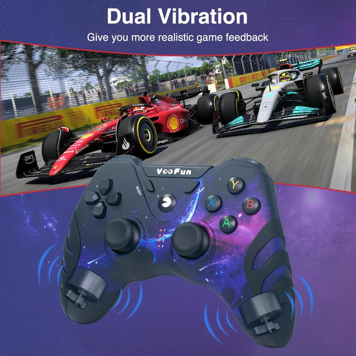 VooFun PC Controller Wireless, Gamepad für PC PS3 Controller mit Dual-Vibration, 2.4g Wireless Gamin