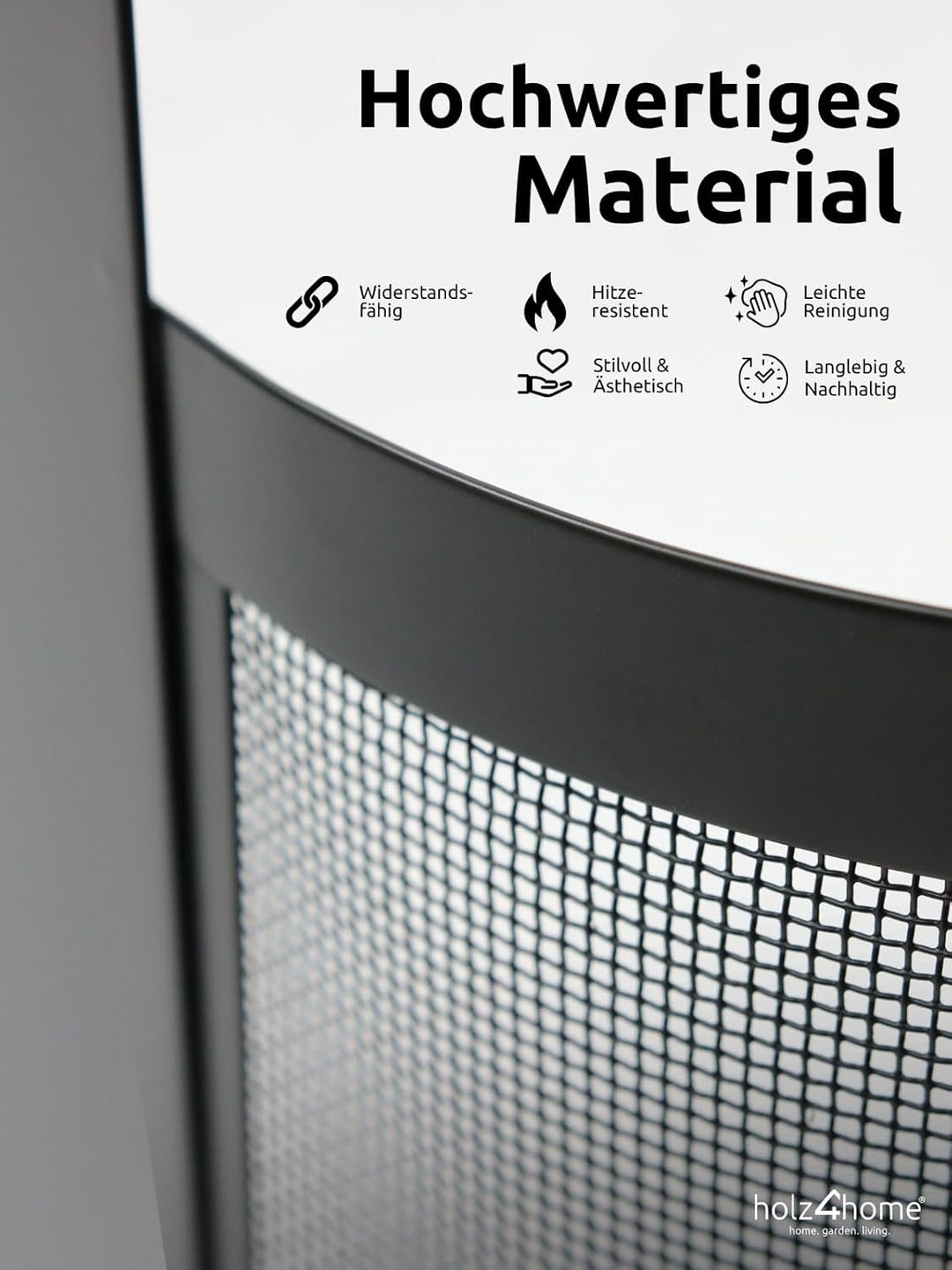 holz4home® Kaminbesteck 6-tlg. Schwarz mit Holzgriff inkl. Ofenhandschuh hitzebeständig I Kaminset K