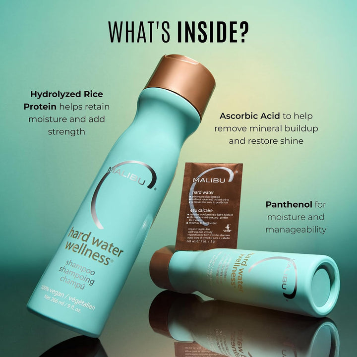Malibu C Hard Water Wellness Kollektion (Shampoo 266ml + Conditioner 266ml + Color Lock Maske 4 x 5