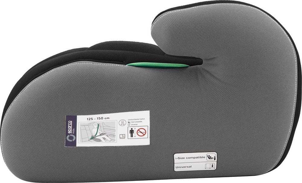 Sparco Kinderautositz-Erhöhung Schwarz und Grau i-Size. Neue Europäische Norm 2024 ECE 129/03. 125-1